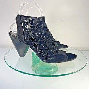 Vince Camuto Emberla Cage Heel Sandals Size 10 M Black laser cutout slingback